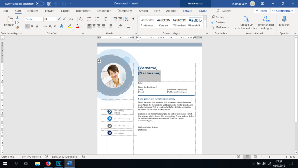 Screenshot Microsoft Office Word